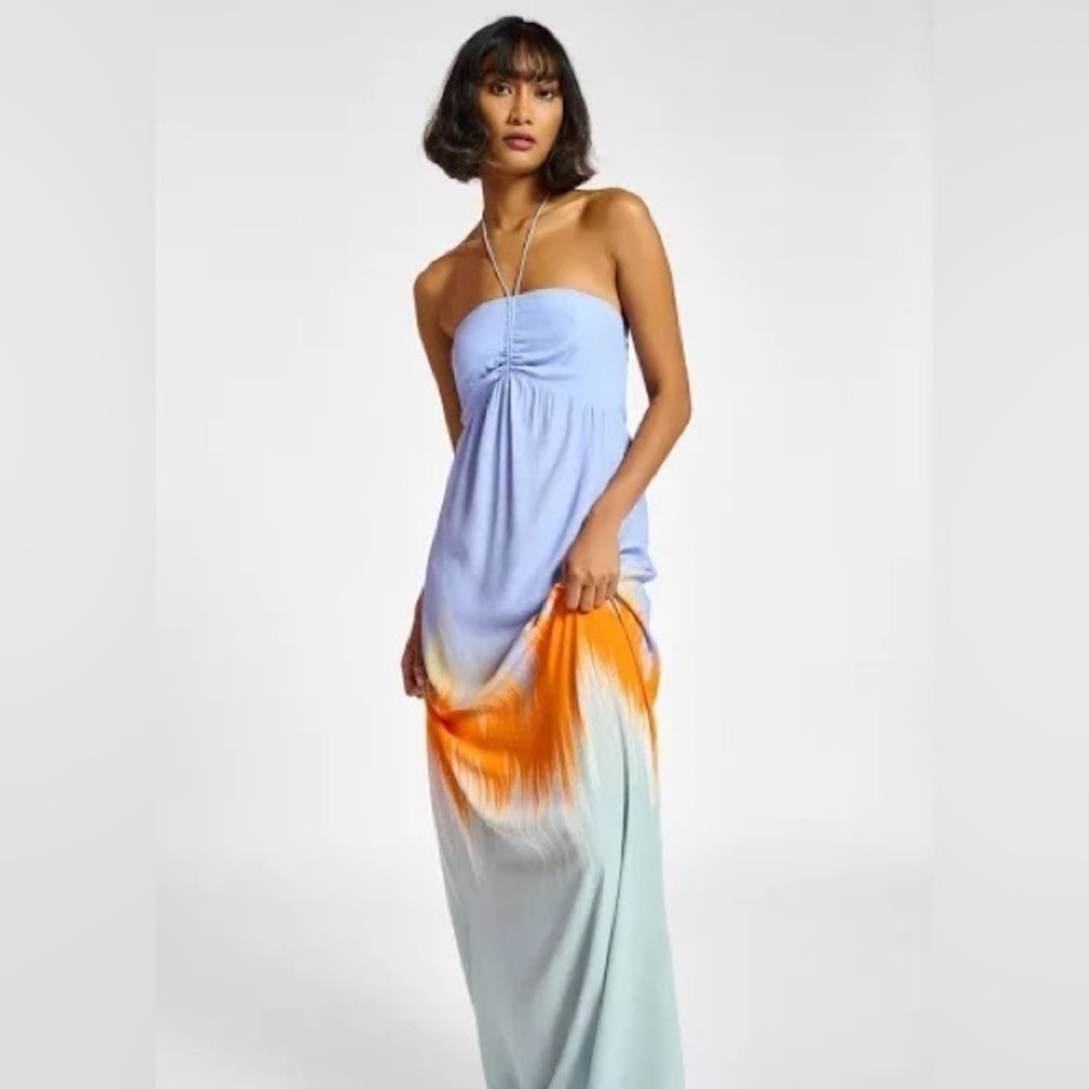 Essentiel Antwerp Dimple Multicolor Ombré Halter Maxi dress 🩵 so 38